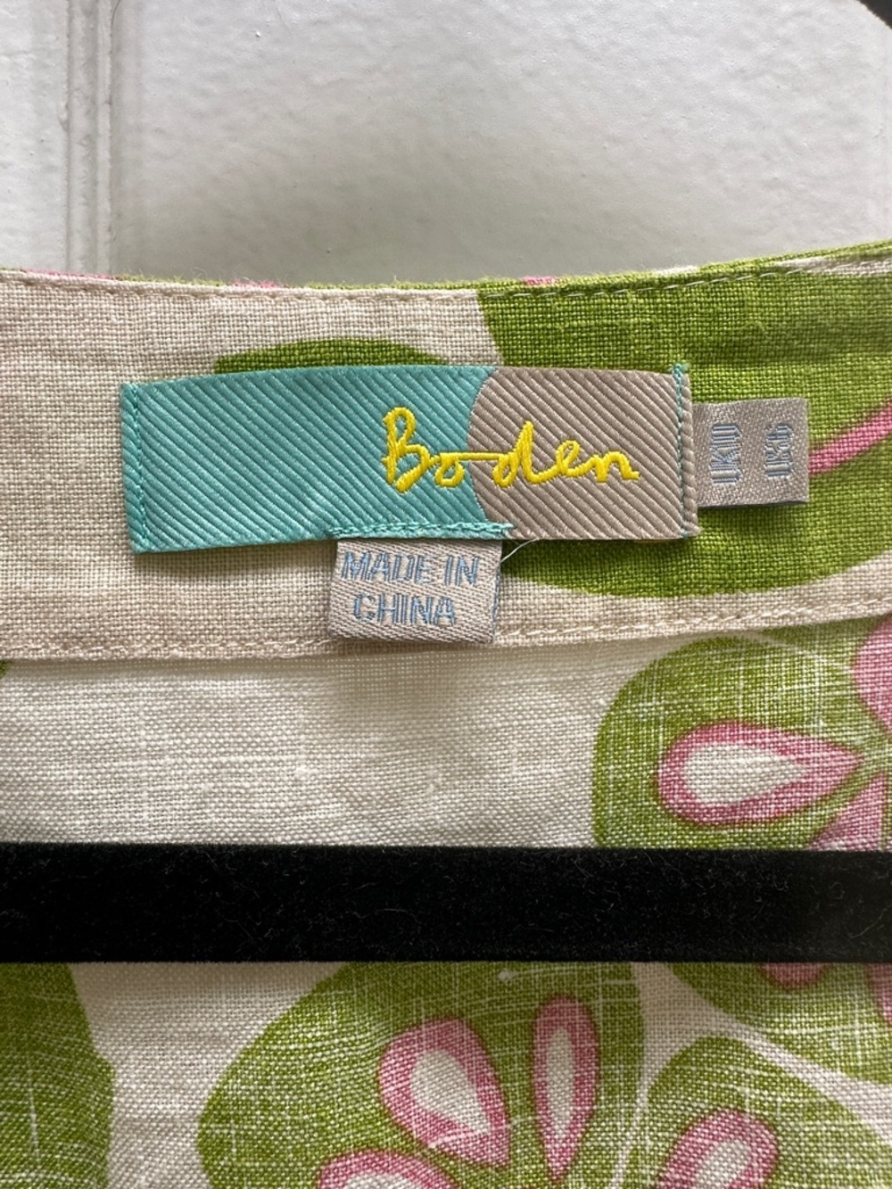 Boden Floral Linen Tunic Dress in Green & Pink - Picture 2 of 4